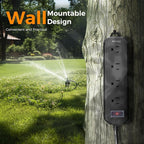 Outdoor Power Strip Weatherproof, 50 FT Extension Cord, Diivoo Waterproof Surge Protector with 4 Outlets, 1250W Shockproof Overload Protection, Flat Plug, Wall Mountable, Black