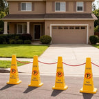 10 Pack No Parking Cones 26.38 Inch Four Sided Visibility Traffic Safety Cone No Parking Sign Floor Standing Yellow for Lawn, Driveway, Garage, Yard, Fire Lane, Construction, Street