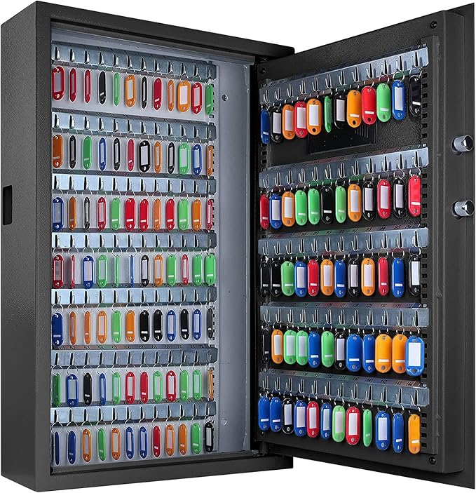 144 Position Key Lock Box Wall Mount with Combination Lock, Digital Key Cabinet Wall Mount, Adjustable Key Safe for Car, Hotels, Office, House