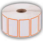 2.25" X 1.25" Direct Thermal Perforated Stickers Labels for Barcodes, Address, Consignment - Compatible with Zebra, Rollo, Godex and More (Orange Border, 12 Rolls)