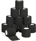 12 Pack Self Adhesive Bandage Wrap 2 Inches x 5 Yards Elastic Bandage Wrap Self Adherent Cohesive Tape Bandages for Wrist Ankle Vet Wrap for Dogs Swelling Sprains Athletic Tape Grip Cover (Black)