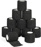 12 Pack Self Adhesive Bandage Wrap 2 Inches x 5 Yards Elastic Bandage Wrap Self Adherent Cohesive Tape Bandages for Wrist Ankle Vet Wrap for Dogs Swelling Sprains Athletic Tape Grip Cover (Black)