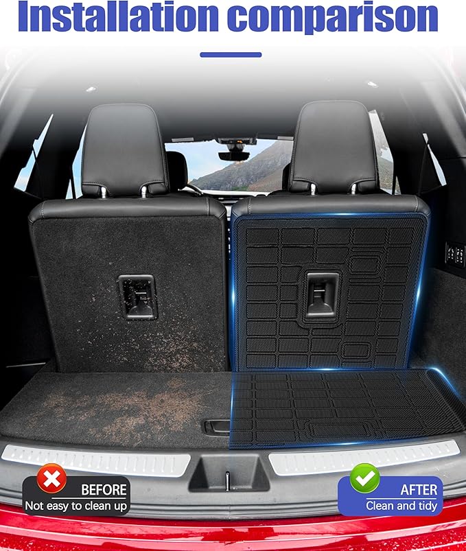Cargo Liners Backrest Mat for Cadillac XT6 Accessories 2020-2025 with Hook&Loop Rear Trunk Mat Rear Seat Back Cover Protector All Weather Anti-Slip Split Dog Liner
