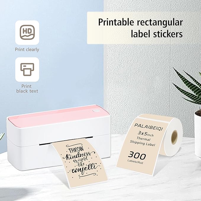 3x5 Inch Thermal Label Stickers,300Pcs Waterproof Rectangle Labels for Storage Bins,Moving Boxes,Address & Inventory Organization,Small Business Labeling,Light Brown