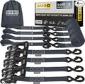 AUGO Heavy Duty Ratchet Straps & Soft Loops – Pack of 4 Extra Strong 1.5” by 10’ Ratchet Straps w/S-Hook Safety Latches & 4 Soft Loop Tie Downs – 4400Lb Break Strength for Motorcycles, ATVs, Etc.
