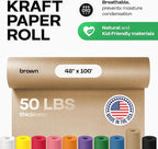 Brown Paper Roll 48" x 1200" (100 feet) - USA-Made Thick Kraft Paper Roll 50lb Thickness for Packing, Moving, Shipping & Crafts/Arts - 100% Recycled Natural Craft Wrapping Material by IDL Packaging