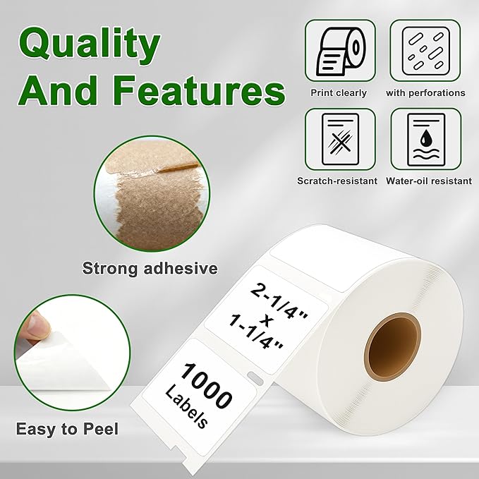Multi-Purpose White Thermal Labels - 10 Rolls (with RFID Chip) for Dymo 30334 (2-1/4" x 1-1/4") Compatible with Dymo LabelWriter 550 Printers - 1000 Labels per Roll.