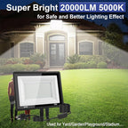 200W LED Flood Light Outdoor, 20000LM Bright Plug-in Flood Lights with Switch, IP66 Waterproof Exterior Security Lights, LED Work Light for Garage, Yard, Garden, Playground, Stadium, Arena