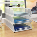 Natwind 3-Tier Stackable Paper Tray, Metal Mesh Desktop Organizer, Paper Sorter, Letter Trays,File Document Storage Rack for for Home, Office, School (White)