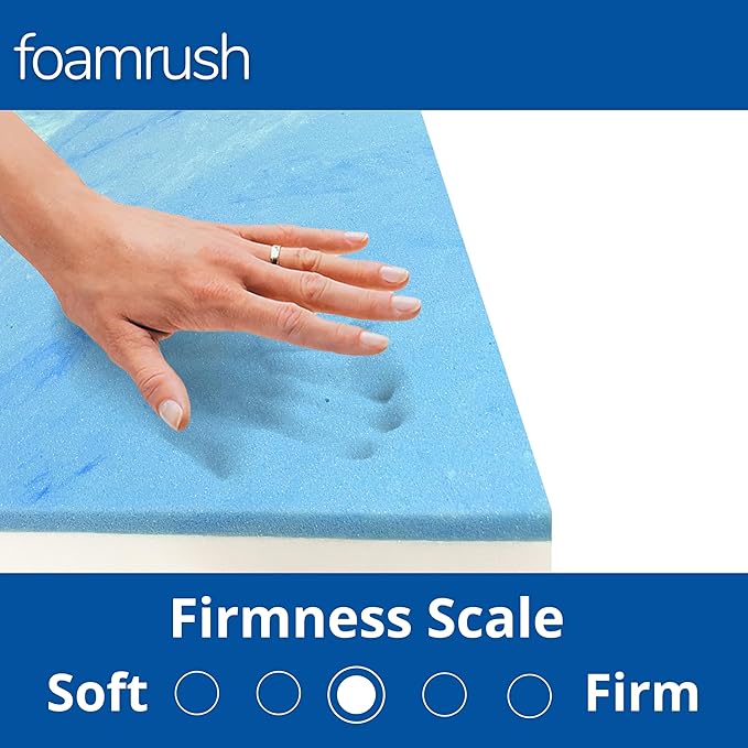 FoamRush 11" x 26" x 26" Gel Memory Foam Upholstery Square Cushion Medium Firm (Chair Cushion, Square Foam Dining Chairs, Couch, Sofa, Wheelchair Seat Cushion Replacement, Foam Rubber Padding)