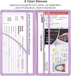 Car Registration and Insurance Holder, Leather Magnetic Shut Vehicle Glove Box Organizer for Document, Card, Driver License, Glitter Purple
