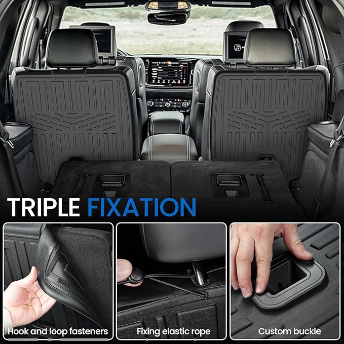 Kick Mats Backrest Mats for 2016-2025 2026 Dodge Durango 6 Seats Captain Chairs Car Mat Accessories, All Weather TPE Seat Back Covers GT RT CITADEL SRT 392 Hellcat(6 Seats 2nd Row Kick Mats)