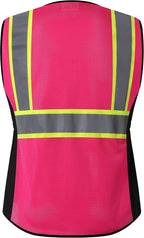 Safety Vest for women, Hi vis Reflective Lady Work vest With 9 Multi Pocket And Zipper