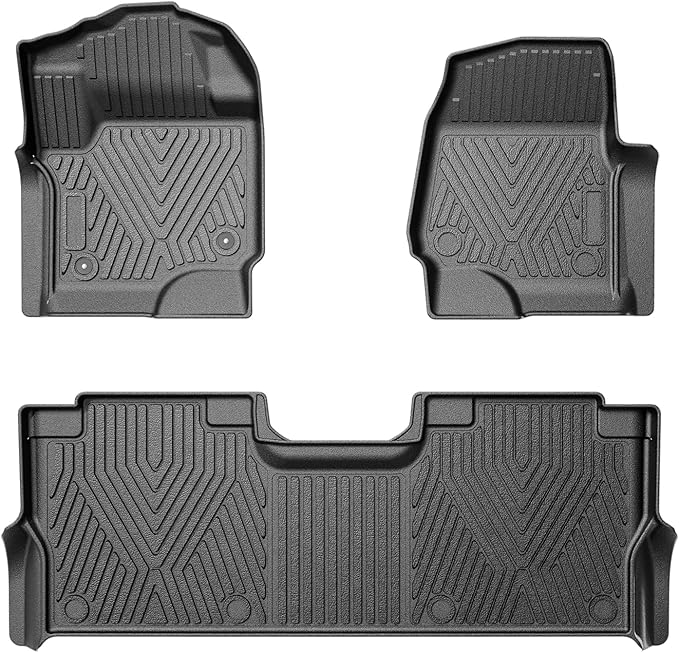 TripleAliners Floor Mats Compatible with Ford 2017-2025 2026 F250/F350/F450 Floor Mats Super Duty Accessories Crew Cab 1st & 2nd Row Floor Liners TPE All Weather Protection Heavy Duty Custom Fit