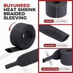 Heat Shrink Wire Loom 2:1 Shrinkable Braided Cable Sleeve 3/4 Inch ID-46ft Abrasion Protection Flexibility Fabric Wiring Harness Cover Sheath