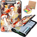 Clipboard with Storage,Storage Clipboard with Pen Holder,Heavy Duty Plastic Storage Clipboard with Low Profile Clip, Clipboard Folder, Teacher Must Haves, Office Supplies,Mushrooms and Leaves