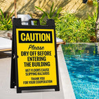 Caution Please Dry Off Wet Floor Sidewalk Sign Kit, 24x36 Inches, With A Frame Stand, Made in USA