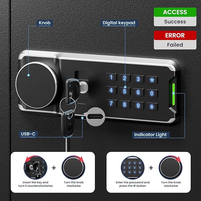 Heavy Duty 172 Keys Electronic Key Lock Box with Anti-Theft Deposit Key Slot & Key Out Tags, Key Cabinet Wall Mount with Code for Home Office