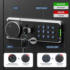 Heavy Duty 64 Keys Electronic Key Lock Box Wall Mount with Code, Key Cabinet with Deposit Key Slot, Adjust Key Organizer with Led Light