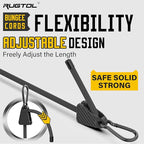 Adjustable Bungee Cords with Hooks, 6 Pack Heavy Duty Outdoor Carabiner Bungee Cord, Black Super Elastic Bungee Straps Easily Adjust from 7" to 80", Great for Cargo, Camping, Bike Racks, Tents