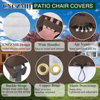 Heavy Duty Patio Furniture Covers Waterproof, 600D Outdoor Furniture Cover Waterproof for Sectional Sofa Couch, Outdoor Dining Table and Chair Set Covers 46''L x 25''W x 40''H, Brown