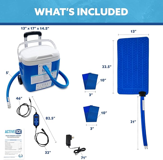 Polar Active Ice 3.0 Cold Therapy Ice Machine System w/Programmable Timer, Full Circumference and Coverage Knee Compression Pad, 16 Quart Cooler, Quiet Pump, Strong Cryotherapy Pain Relief Treatment