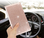 Cacturism Car Registration and Insurance Holder, Car Accessories Vehicle Glove Box Car Organizer Men Women Wallet Case with Magnetic Shut for Cards, Essential Document, Driver License, Bling Rose Gold