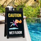 Caution Wet Floor with Graphic Sidewalk Sign Kit, 24x36 Inches, with A Frame Stand, Made in USA