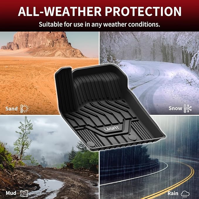 LASFIT Floor Mats for Nissan Rogue 2021-2026 (Not Fit Rogue Sport), Custom Fit All Weather Protection Durable TPE Floor Liners for Nissan Rogue S/SV/SL/Platinum 2021-2026 1st & 2nd Row Car Mats, Black