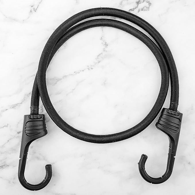 ZHOUBIN 32 Inch Black Bungee Cords with Hooks Heavy Duty, 1 Pcs