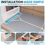 TotCraft MiniFlex Adjustable Length & Height Bed Rail for Toddlers – 35.5″ or 47″ Two Fixed Lengths,Fits Twin, Full & Queen Beds – 14 Height Levels – ASTM Certified Safety Guard Rail for Kids (White)