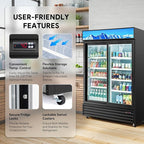 Wilprep Commercial Refrigerator, 37 cu. ft. Upright Beverage Display Refrigerator with LED Lighting, 52.4" Sliding Glass Door Merchandiser Fridge, ETL, ETL sanitation Listed