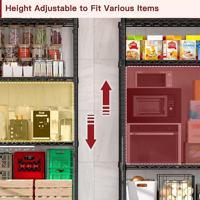 PrimeZone 6 Tier Wire Shelving with Wheels 79''H 1500lbs Storage Shelves NSF Certified Heavy Duty Steel Metal Shelf Adjustable Rolling Rack Kitchen Garage Closet Pantry Laundry 79''HX36''WX16''D 3Pcs