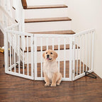Freestanding Foldable Dog Gate - 4 Panel Room Divider (White)