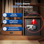 BlackSmith Biometric Handgun Safe 1.8 Cub Home Safe Quick Access Fingerprint Security Lock Box for Money Firearm Valuables with Dual Alarm System Fireproof Bag and Removable Shelf, Black