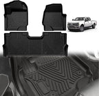 TripleAliners Floor Mats Compatible with Ford 2017-2025 2026 F250/F350/F450 Floor Mats Super Duty Accessories Crew Cab 1st & 2nd Row Floor Liners TPE All Weather Protection Heavy Duty Custom Fit