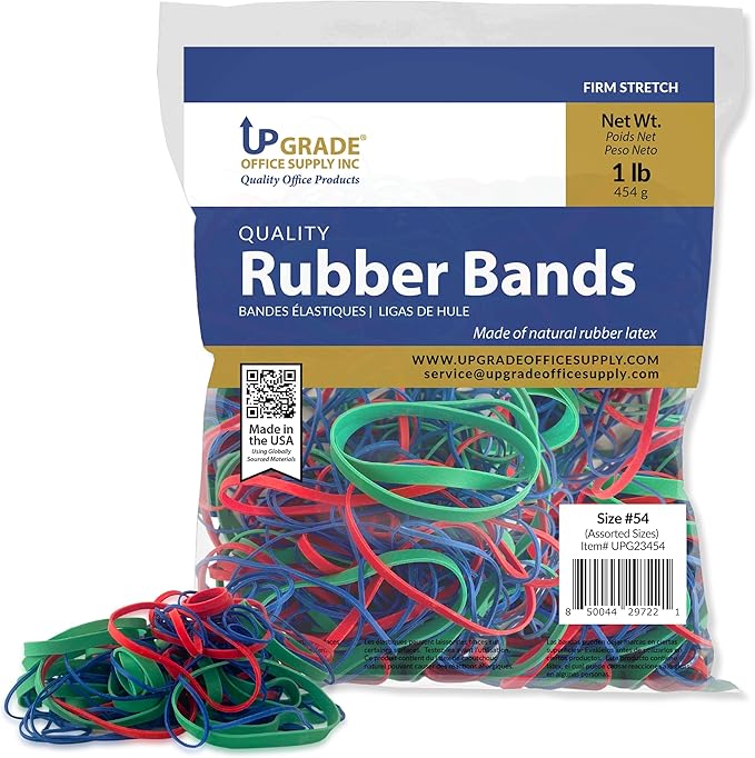 Upgrade Rubber Bands, Assorted Sizes & Colors, 1 lb 3-Pack, USA
