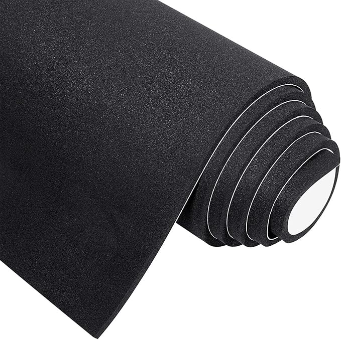 MAGZO Adhesive Foam Padding 1/8" Thick x 12" W x 59" L, Black Thin Neoprene Sheets, Closed Cell Foam Sheet Roll