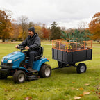 ATV UTV Trailer, Garden Utility Trailer Tow Behind Dump Trailers, 17 Cu.Ft Capacity & Heavy Duty 750 Lbs Steel Dump Cart, with Foldable Mesh Fence, Yard Garden Trailers for Lawn Mower Tractor