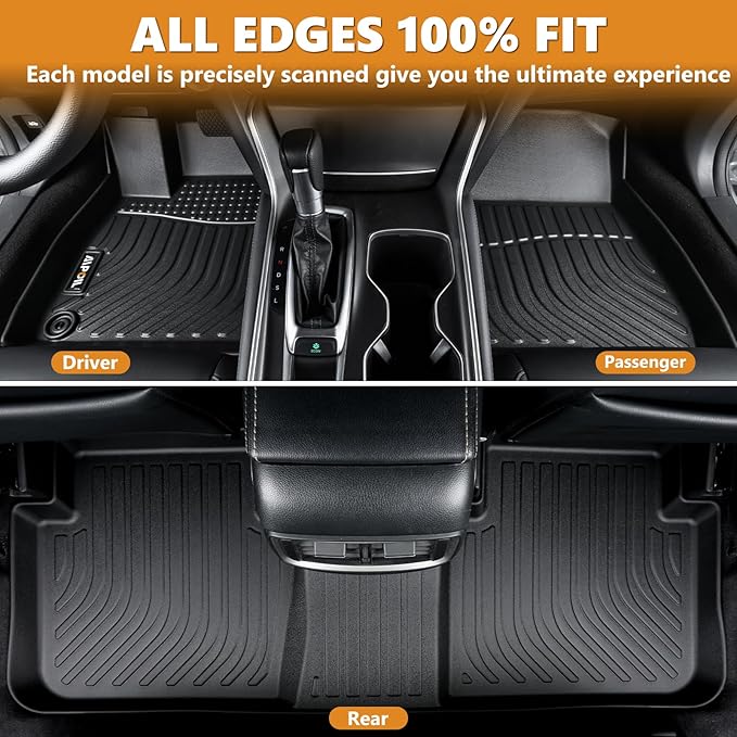 AIPOIL® Floor Mats & Cargo Liner Set for 2012-2015 Honda Civic & Civic Si Only Sedan (Not Coupe) | All-Weather | Easy to Clean | All-Round Protection, Black Accessories