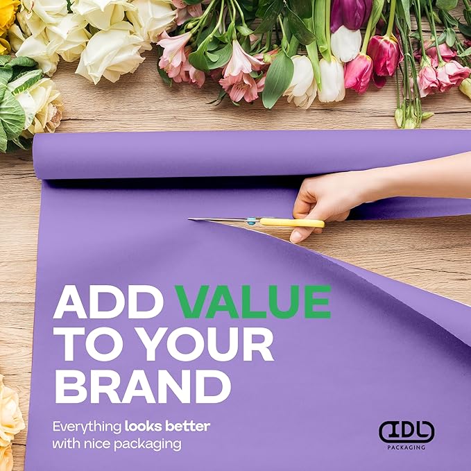 Purple Kraft Paper Roll 12" x 1200" (100 feet) with Cutter - USA-Made Wrapping Paper for Packing, Moving, Shipping & Crafts/Arts - 100% Recyclable Natural Craft Material by IDL Packaging