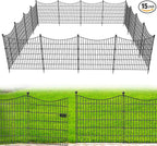 15 Panels Decorative Garden Fence with Gate, 32 in(H) X 35.4 ft(L) No Dig Dog Fence Animal Barrier Outdoor for Yard, Rustproof Metal Garden Edging and Borders, Temporary Fencing Stakes