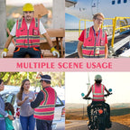 Reflective Safety Vest for Men Women, High Visibility Safety Vest with 8 Pockets Zipper Front, Meets ANSI Standards