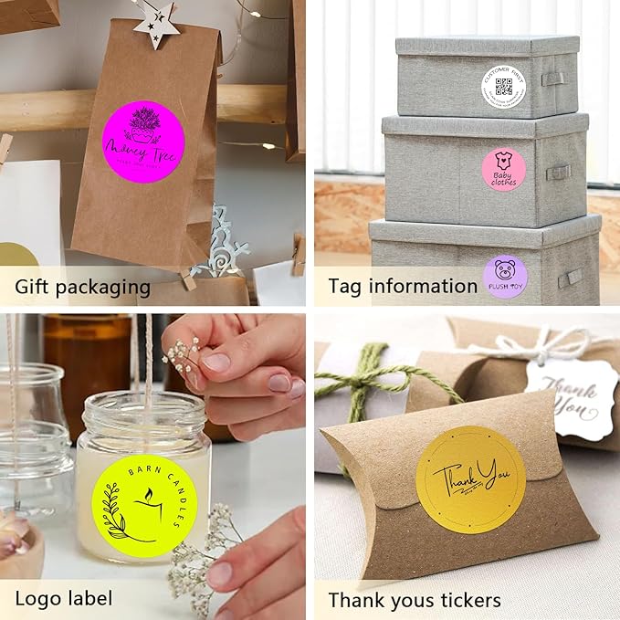 3 X 3 Inch Round Thermal Labels Circle Color Coding Labels Printable Waterproof 500PCS Round Stickers Adhesive Writable for Office, Home, Garage, DIY Sticker, Name Tag,Fluorescent Purple