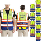 BeautyWill Custom Logo Safety Vest Class 2 High Visibility Reflective Vest for Men - Personalized Logo Team Vest