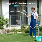SEESII Cordless Stick Water Transfer Pump, with 4000mAh 21V Battery & Charger, 720GPH, 32FT Head, Handheld Portable Utility Sump Pump Kit with 3/4" Outlet for Pool/Garden/Pond/RV/Boat Draining
