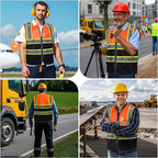 Custom Safety Vest with Logo Pockets High Visibility Reflective Vests Construction Security Workwear