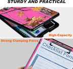 Clipboard with Storage, Hard Letter A4 Size Clip Board with Pen Holder & Paper Organizer, Heavy Duty Portable Writing Pad for Nurses Students Teachers Office Jobsite Contractor, Pink Dead Wood