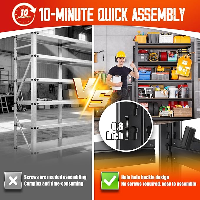 Set of 3 Garage Shelving-2050 lbs 5 Tier Storage Shelves,Adjustable Heavy Duty Metal Shelving Unit and Storage Large Rack,Utility Steel Shelf For Warehouse Industrial Pantry Basement 78"x46"x20"