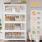 900QT Extra Large Stackable Storage Bins with Lid, 225Gal Collapsible Closet Organizer Box with Wheels, Folding Plastic Storage Cabinet with Doors for Home Kitchen Office Dorm, 5Pack White